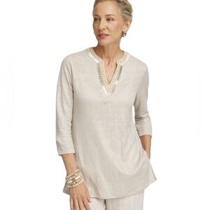Chico’s Linen Embellishment Tunic